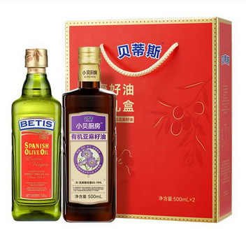 贝蒂斯特级初榨橄榄油+有机亚麻籽油500ML*2礼盒装