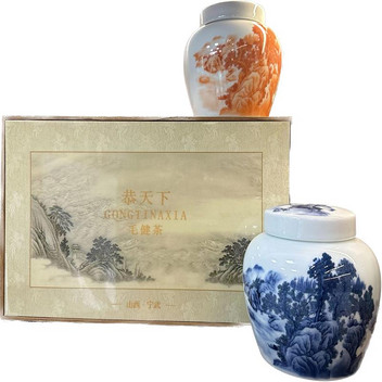 山西宁武县恭天下毛建红茶湖山晓色双罐（玫瑰味+原味）龙珠礼盒400g