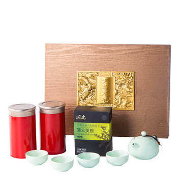 润虎天尊龙品木纹茶礼盒(正山小种160克+蒲公英根100克)