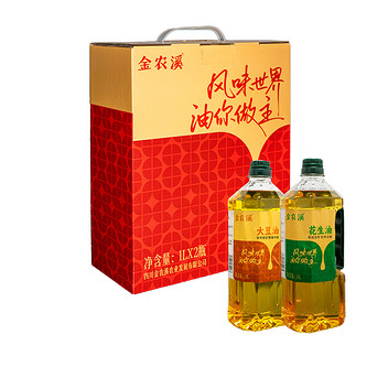 金农溪非转基因一级大豆油花生油礼盒1L*2